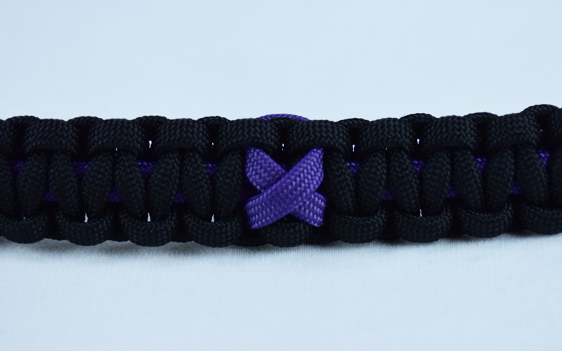 purple and black alzheimers support paracord bracelet w red black and purple ribbon