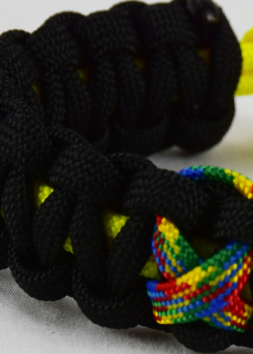 autism support paracord bracelet with neon yellow center cord and autism ribbon