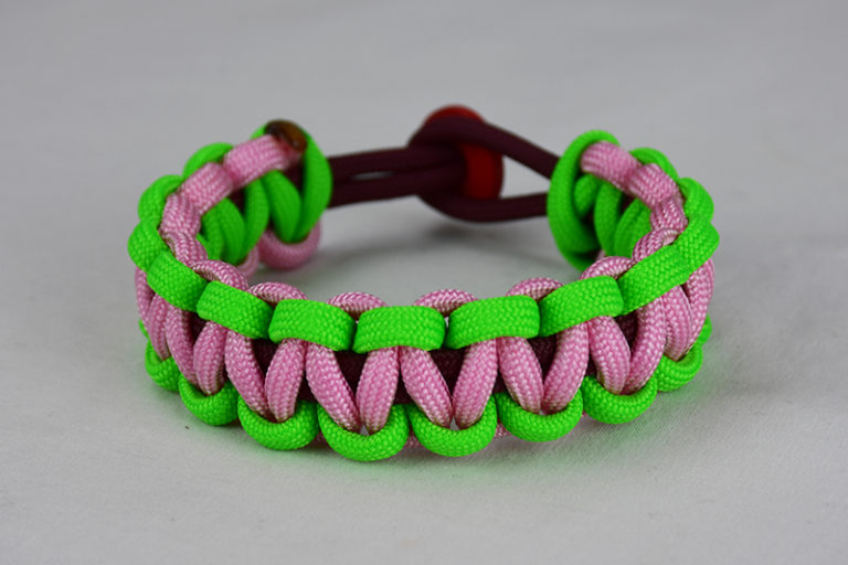 Burgundy, Neon Green, and Soft Pink Paracord Bracelet That