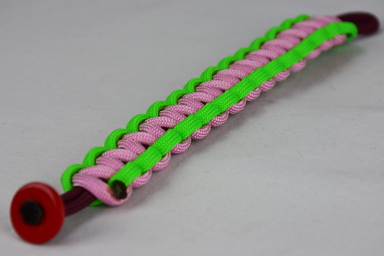 Burgundy, Neon Green, and Soft Pink Paracord Bracelet That