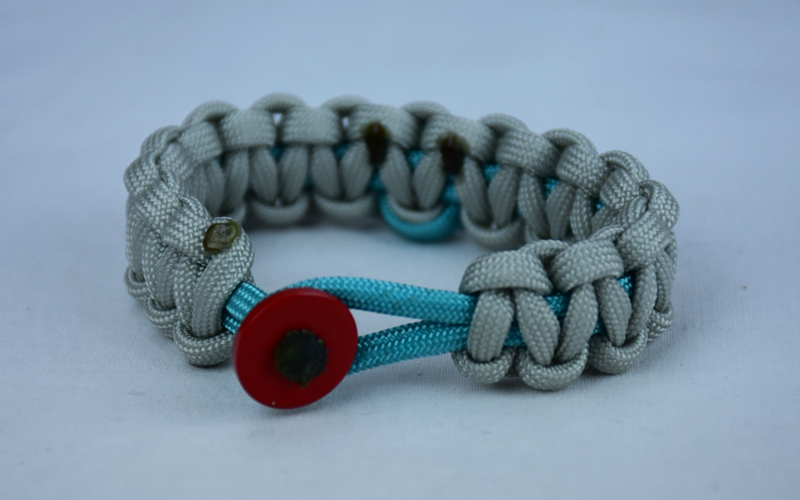 Teal and Grey PTSD Support Paracord Bracelet That Will